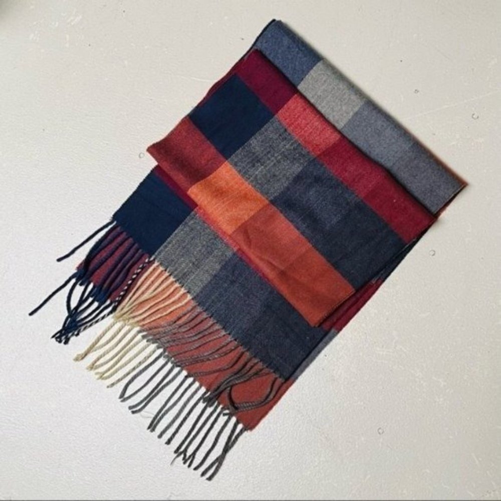 Cashmere Feel Plaid Womens Scarf Fringe Soft Warm  Winter Cozy Herringbone Check